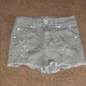 Refuge Olive Green Denim Shorts